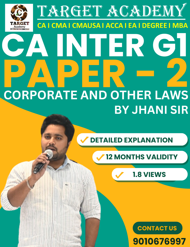 CA INTER G1 PAPER - 2: CORPORATE AND OTHER LAWS BY JHANI SIR